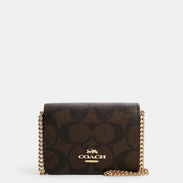 Mini Wallet On A Chain In Signature Canvas coach