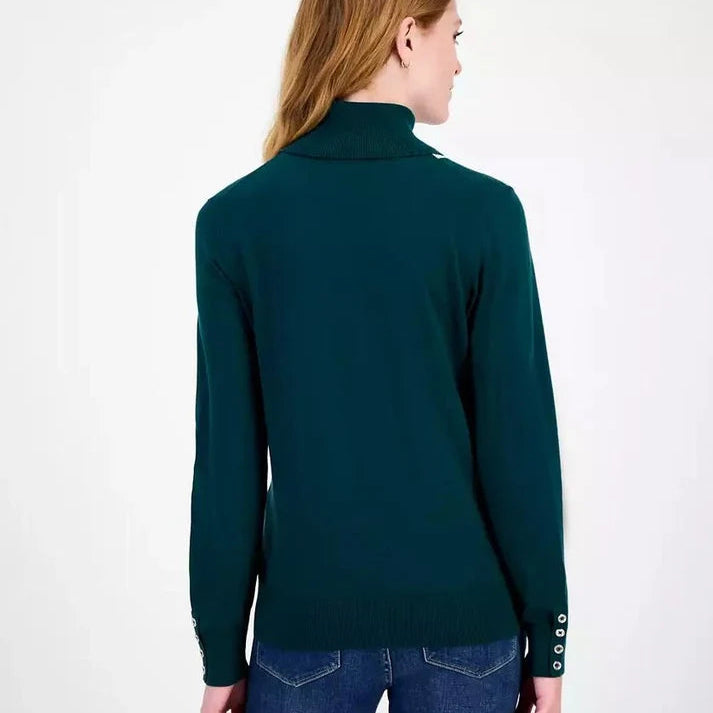 Tommy Hilfiger Women's Cotton Vertical Stripe Turtleneck Sweater size L