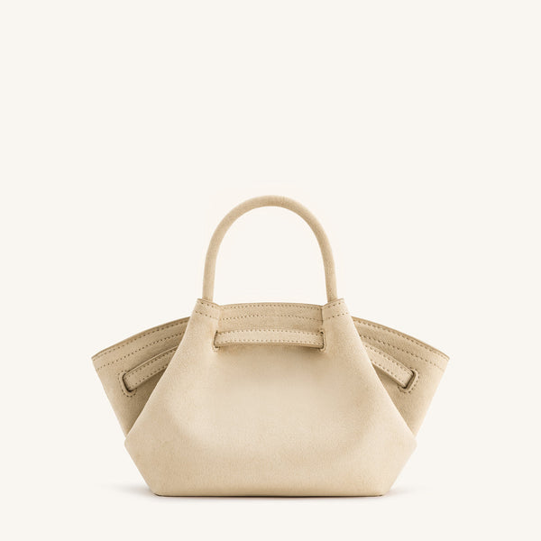 Hana Mini Faux Suede Tote Bag - Off White