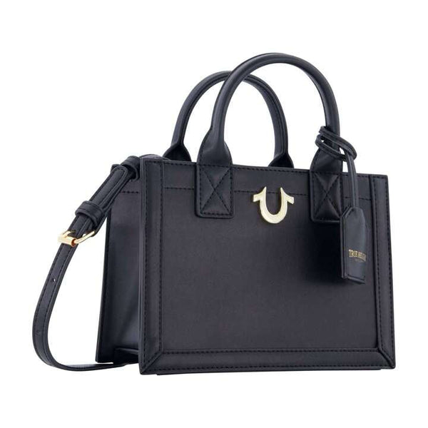 TRUE RELIGION LOGO TOTE BAG CROSSBODY PURSE BLACK
