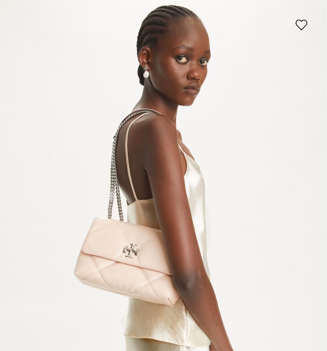 Tory Burch Kira Diamond Quilt Convertible Shoulder Bag in Soft Pink