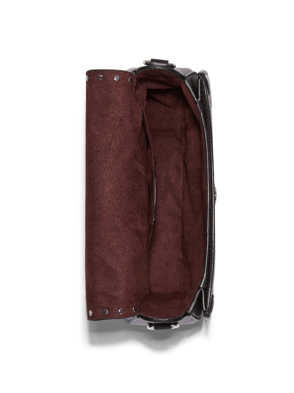 Coach Georgie Saddle Bag In Colorblock Signature Canvas With Rivets Silver Graphite/Black Multi