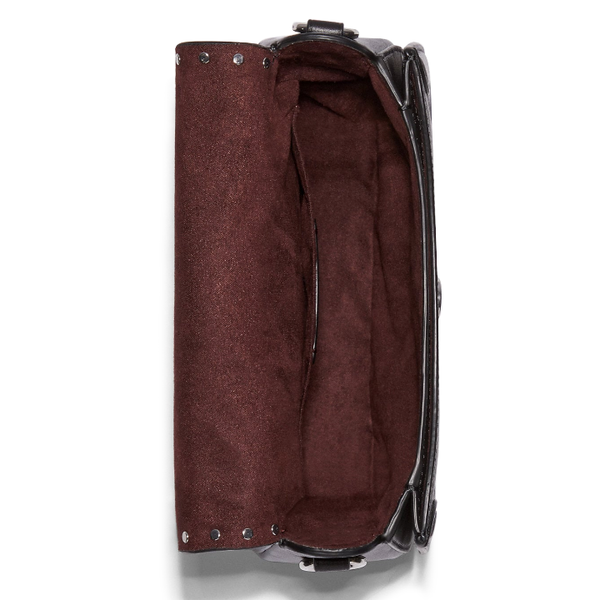 Coach Georgie Saddle Bag In Colorblock Signature Canvas With Rivets Silver Graphite/Black Multi