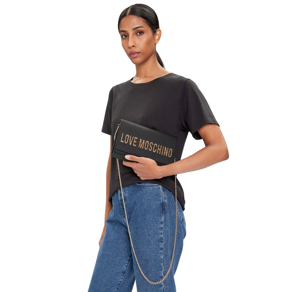 Love Moschino Clutch with Shoulder Strap in Green