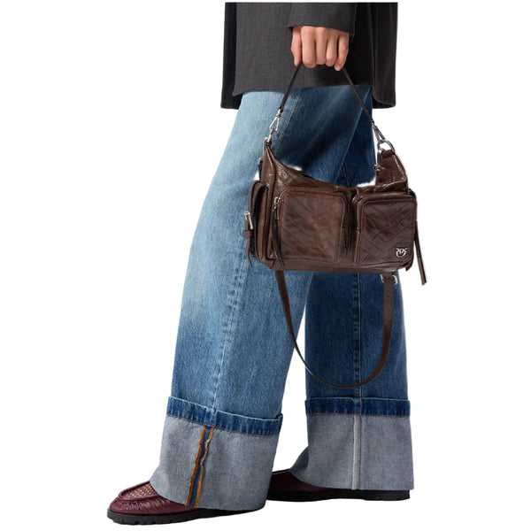 PINKO Cargo Shoulder Bag In Dark Brown