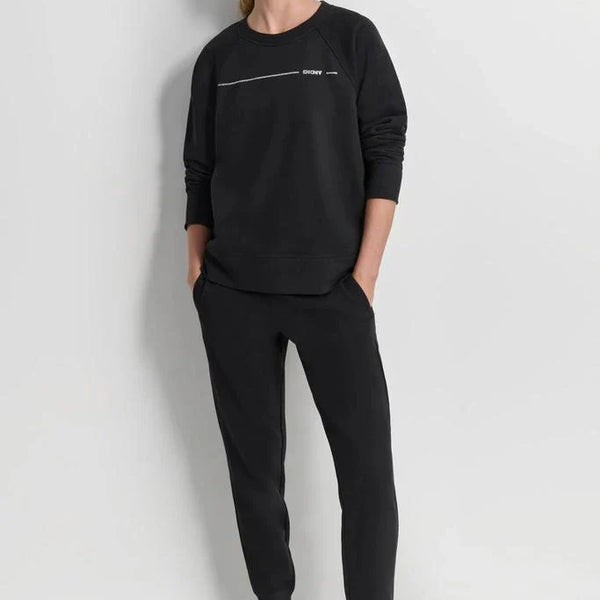 DKNY RHINESTONE STRIPE LOGO PULLOVER SIZE : XL