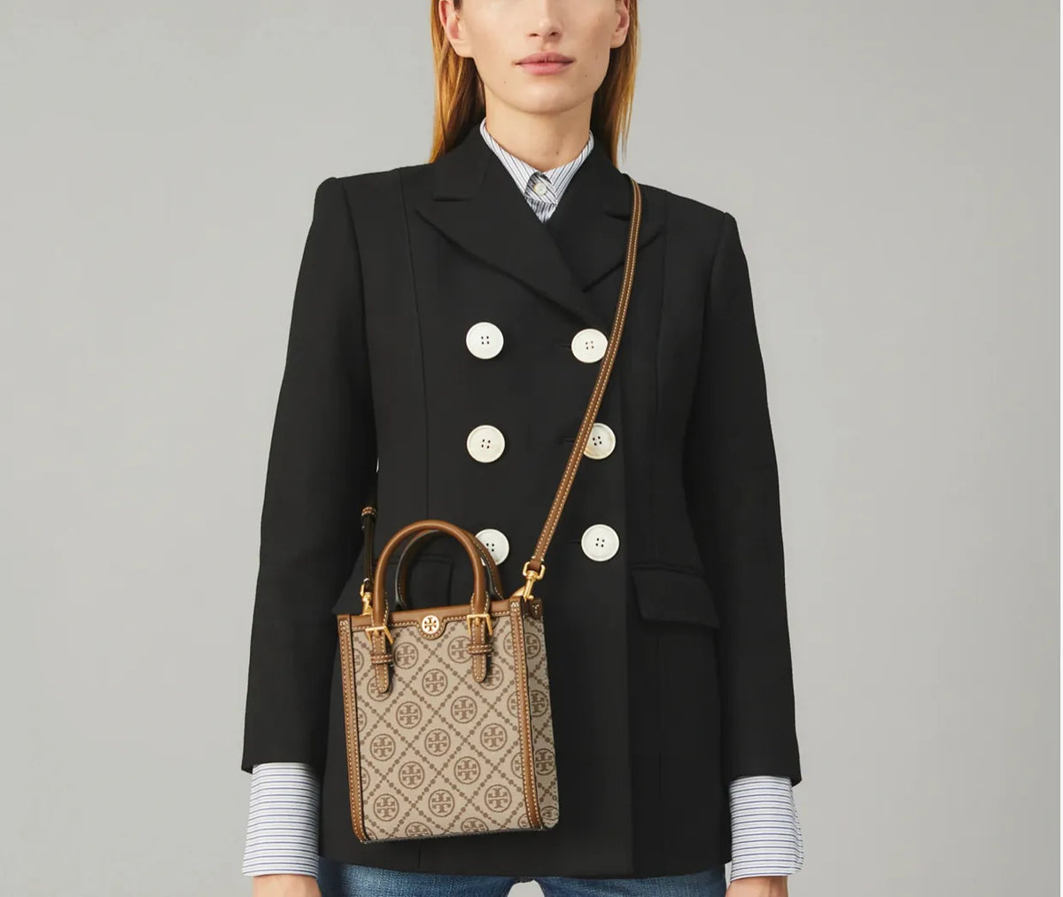 Tory Burch Mini Monogram Tote in Brown