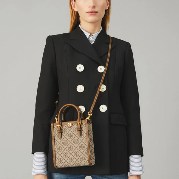 Tory Burch Mini Monogram Tote in Brown