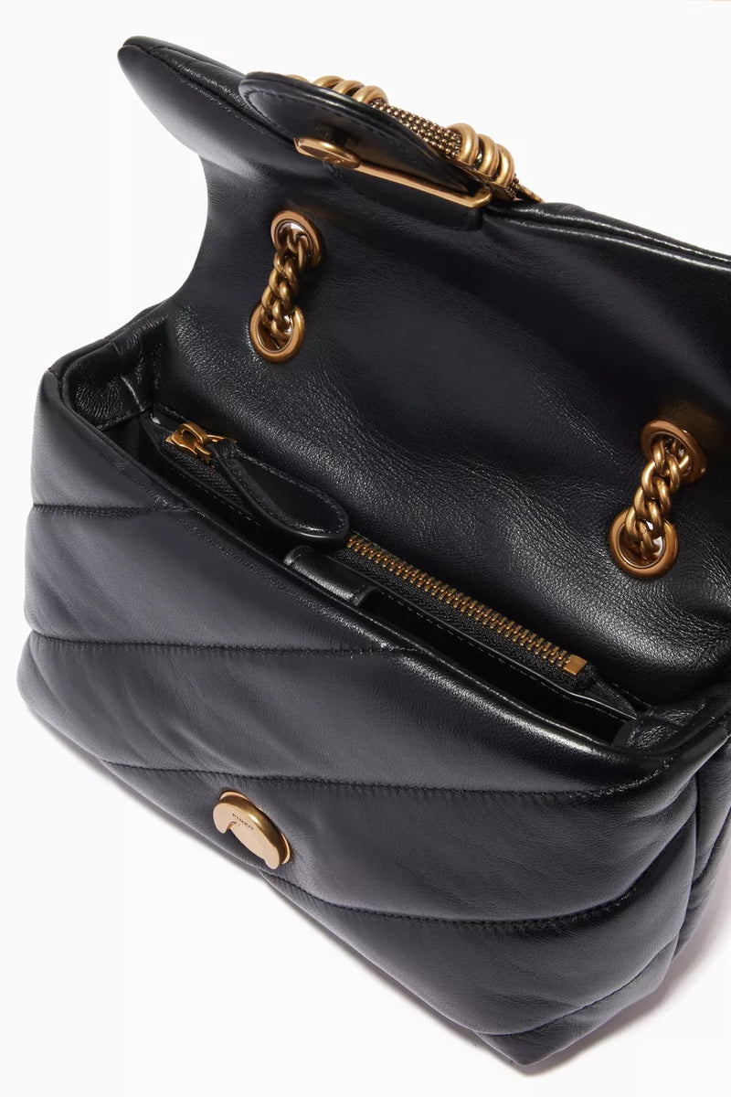 Pinko Love Mini Bag in Nappa Leather with Quilted Puff and Stones