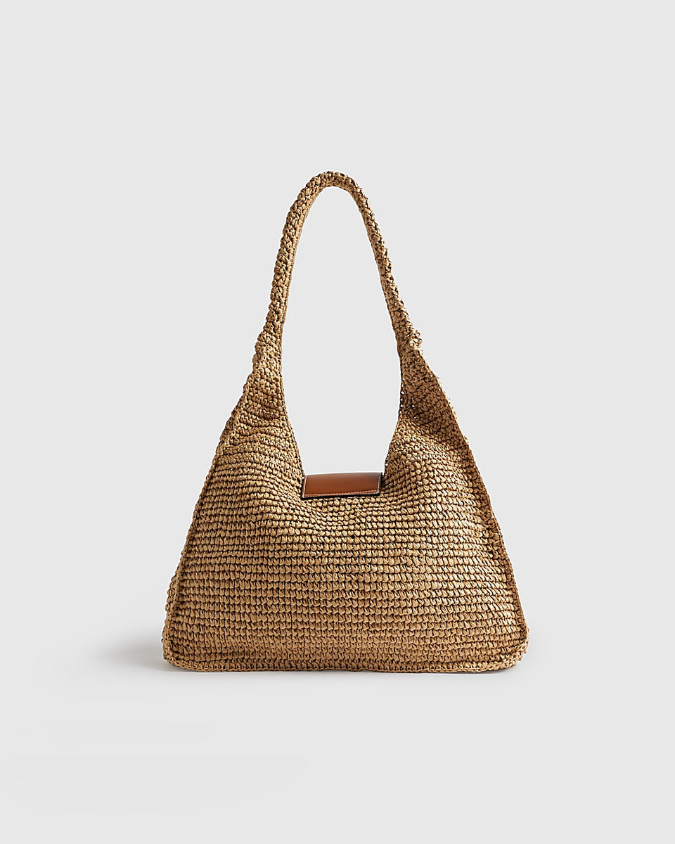 River island Beige Raffia Flap Front Shoulder Bag
