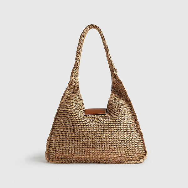 River island Beige Raffia Flap Front Shoulder Bag