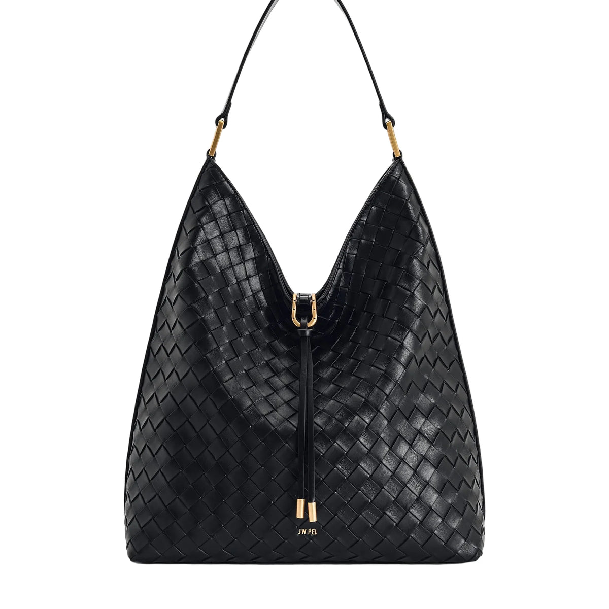 JW PEI Aria Woven Texture Shoulder Bag in Black