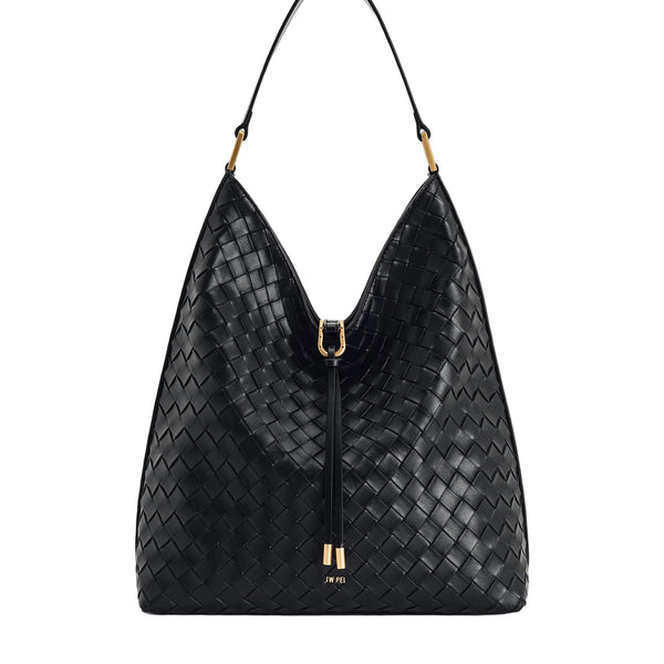 JW PEI Aria Woven Texture Shoulder Bag in Black