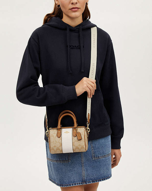 Coach Mini Rowan Crossbody In Signature Canvas With Stripe