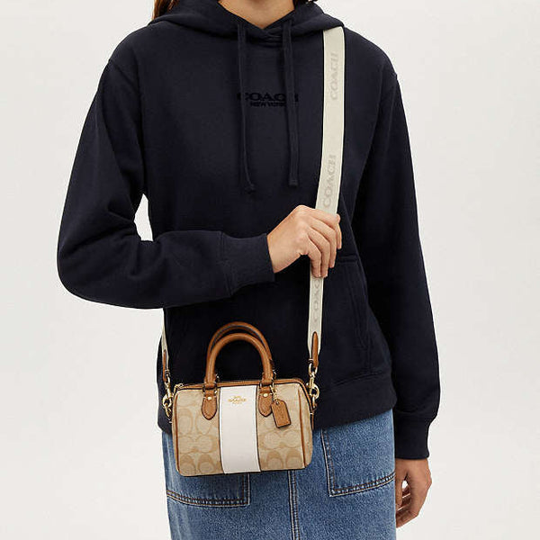 Coach Mini Rowan Crossbody In Signature Canvas With Stripe