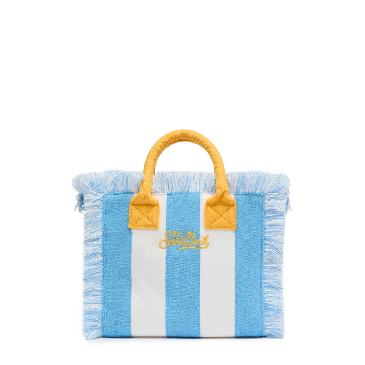 MC2 SAINT BARTH COLETTE SPONGE LIGHT BLUE STRIPED TERRY HANDBAG