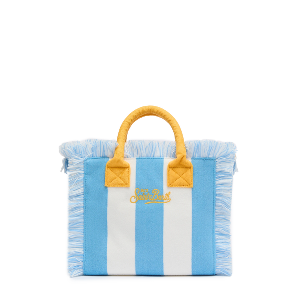 MC2 SAINT BARTH COLETTE SPONGE LIGHT BLUE STRIPED TERRY HANDBAG