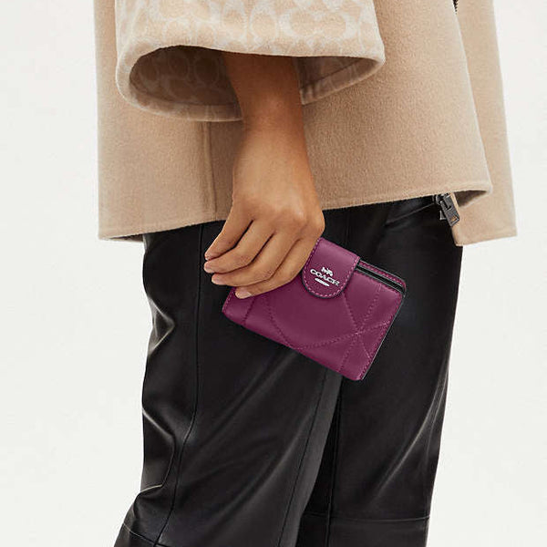 Coach Medium Corner Zip Wallet With Puffy Diamond Quilting