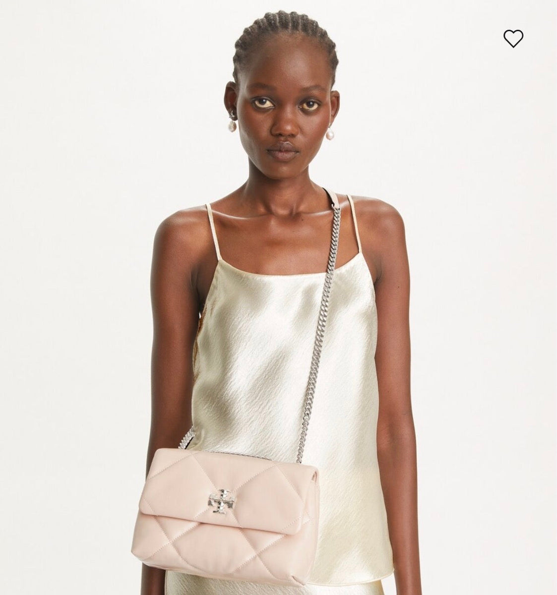 Tory Burch Kira Diamond Quilt Convertible Shoulder Bag in Soft Pink