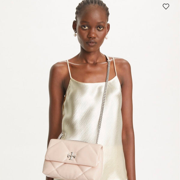 Tory Burch Kira Diamond Quilt Convertible Shoulder Bag in Soft Pink