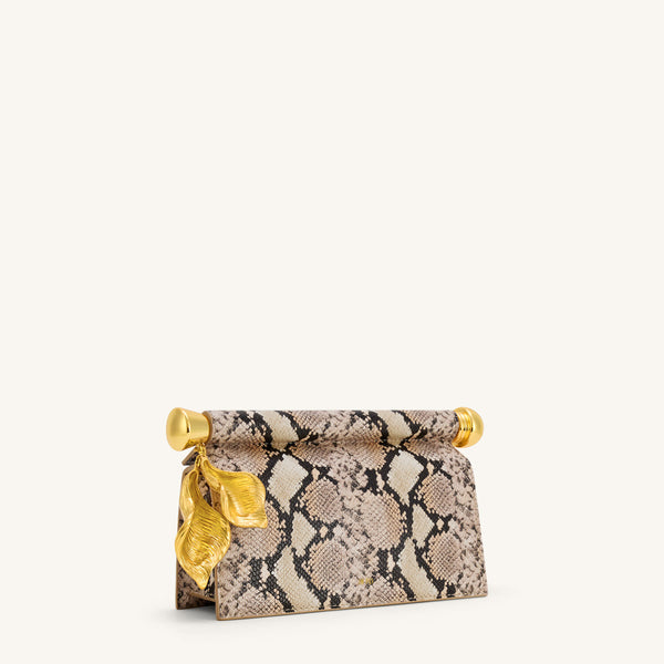 Holly Metal Pendant Embellished Clutch - White