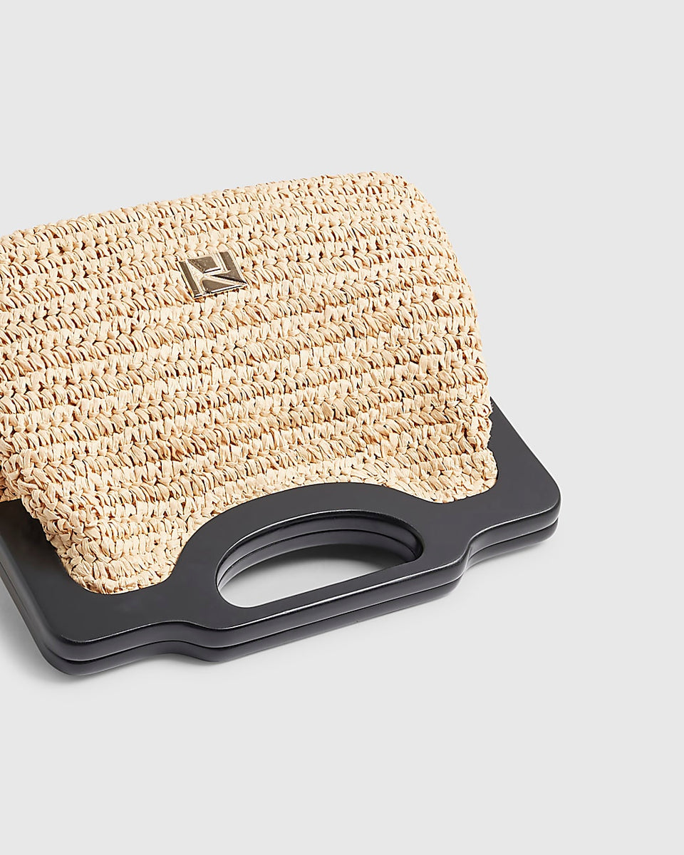 River Island Beige Chunky Raffia Clutch Bag