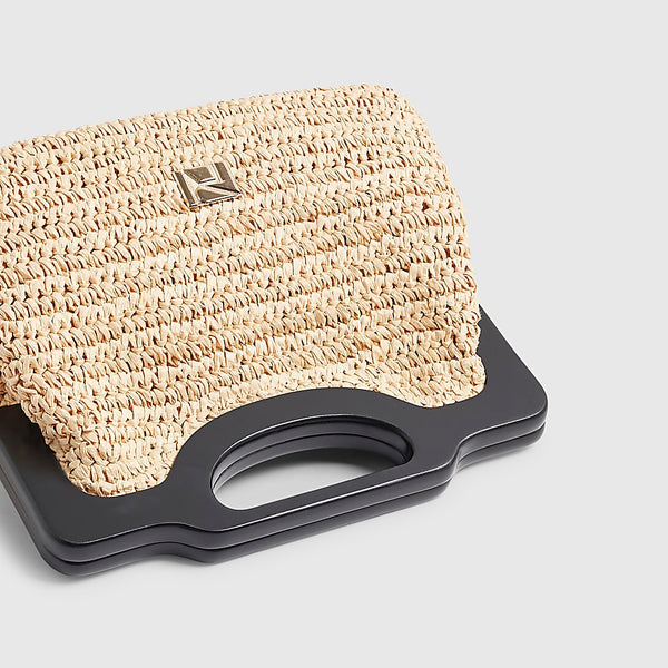 River Island Beige Chunky Raffia Clutch Bag