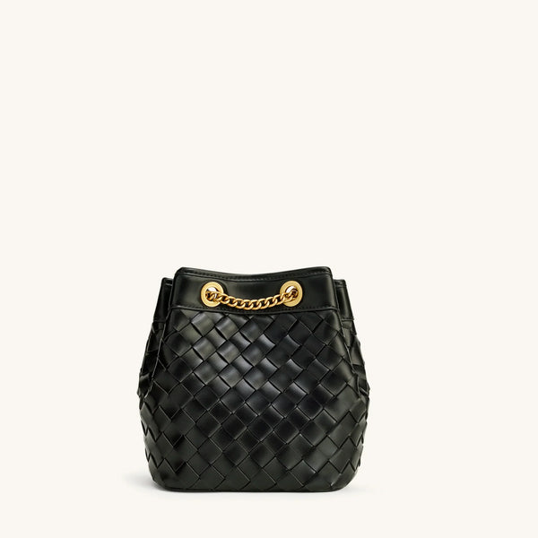 JW PEI Yara Hand Woven Bucket Bag in Black