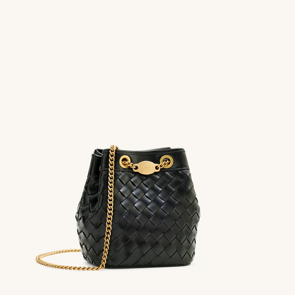 JW PEI Yara Hand Woven Bucket Bag in Black