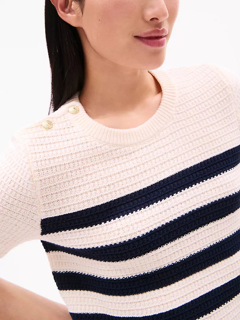 Tommy Hilfiger Gold Button Textured Knit Sweater size M