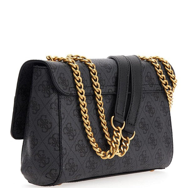 GUESS Nell Logo Convertible Crossbody Flap Coal Logo