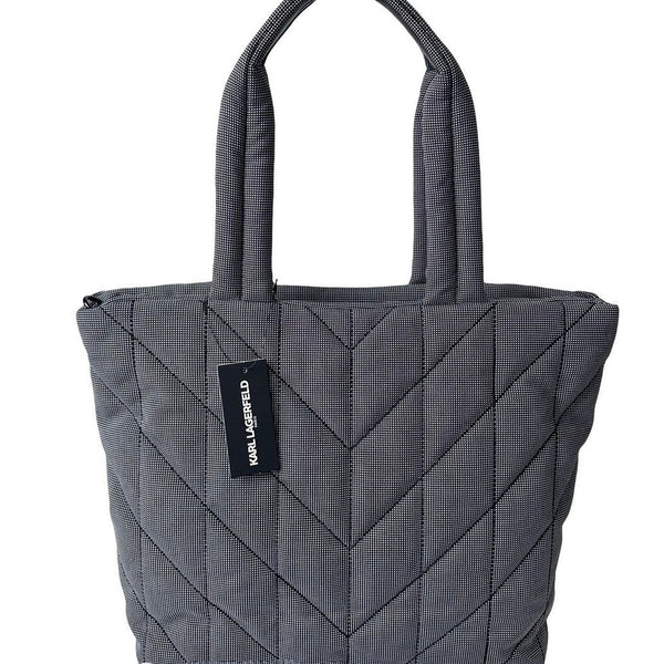Karl Lagerfeld Paris Voyage Quilted Black & White Large Tote Bag