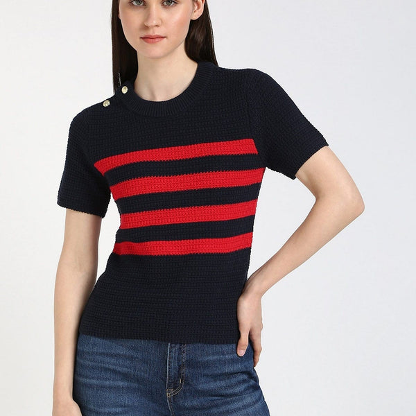 Tommy Hilfiger Gold Button Textured Knit Sweater size M