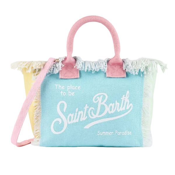 MC2 SAINT BARTH COLETTE COLOR BLOCK COTTON CANVAS HANDBAG