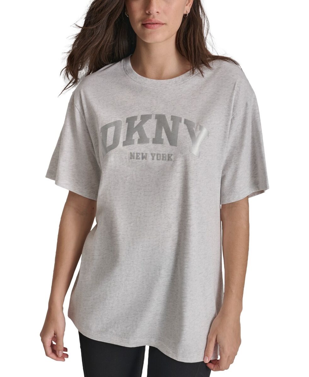 DKNY Sport Women Varsity Satin Logo T-Shirt size M