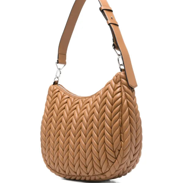 Karl Lagerfeld K/Weave Hobo Bag in caramel brown color