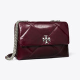 Tory Burch Kira Diamond Quilt Distressed Shoulder Bag In Dark Carmine
