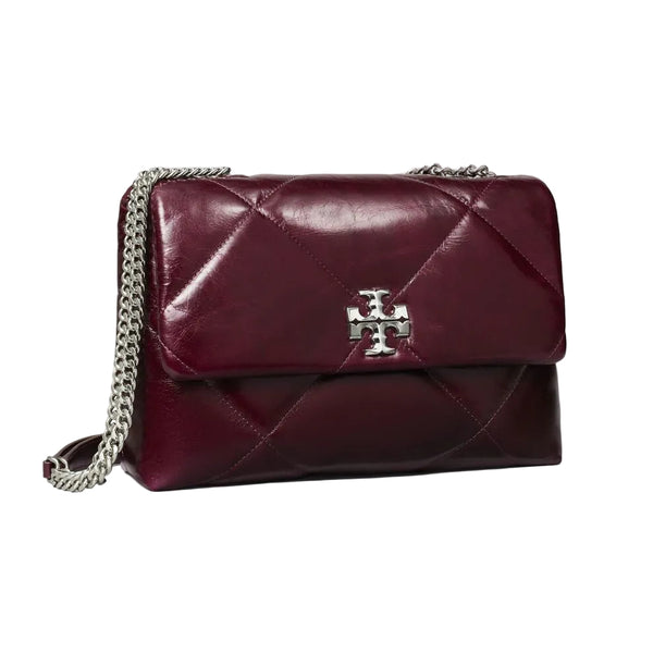 Tory Burch Kira Diamond Quilt Distressed Shoulder Bag In Dark Carmine