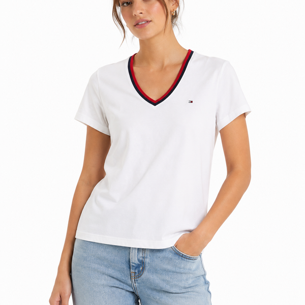 Tommy Hilfiger Women's V-Neck Essential T-Shirt Large