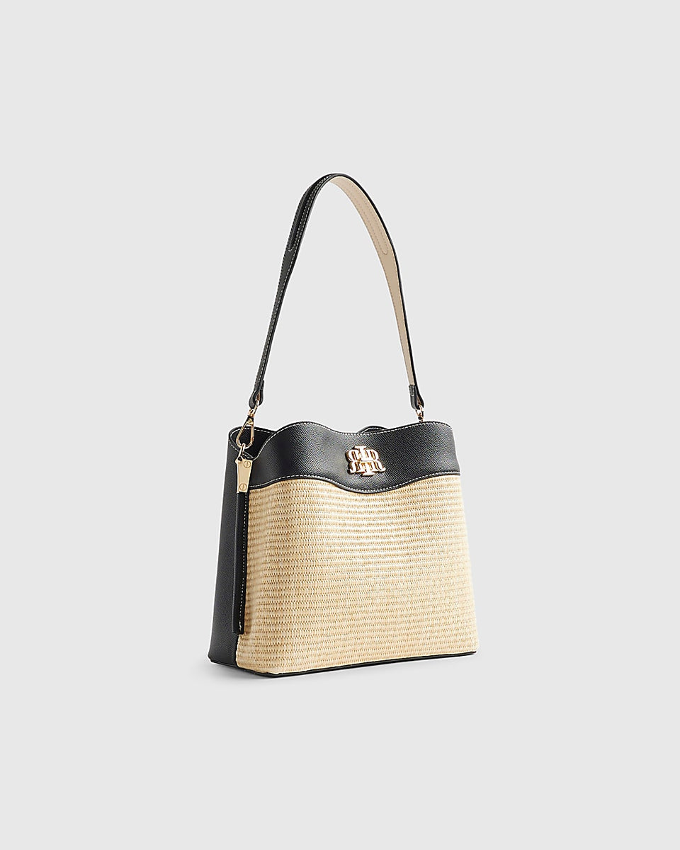 River island Beige Raffia Bucket Bag