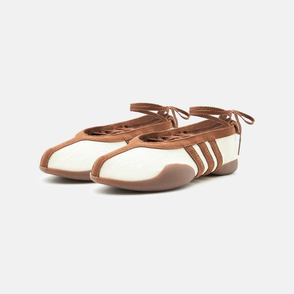 TAEKWONDO MEI BALLET W - Ankle strap ballet pumps - cream white/preloved brown/gold-coloured metallic size 38