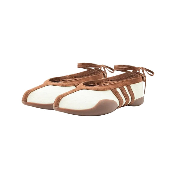 Adidas Taekwondo Ballerina Mei Ballet Ankle Strap Ballet Pumps Creamy White Brown Gold