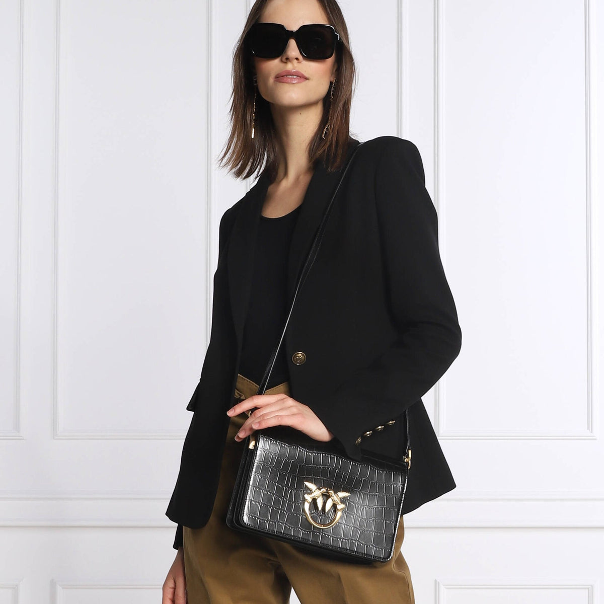 Pinko Leather messenger bag LOVE CLICK CLASSIC PURE SHAPES