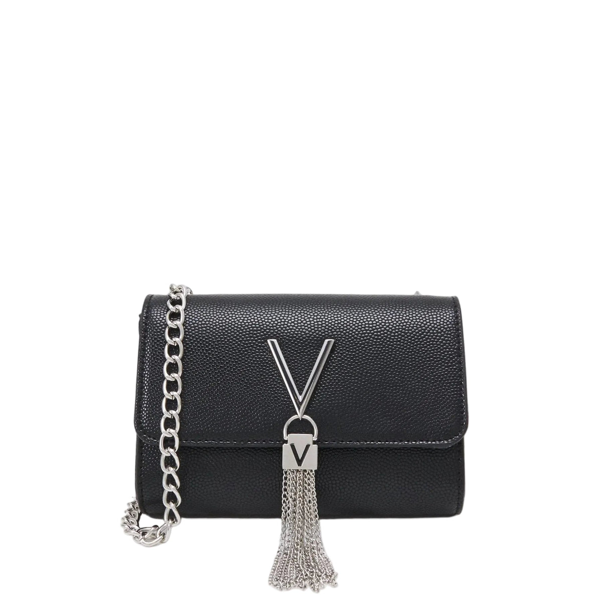 Valentino Silver Divina Cross-Body Chain Tassel Bag