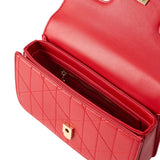 Valentino Bags Melia Satchel Bag with Tonal V Logo In Rubino Red