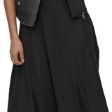 DKNY Faux Leather Moto Vest in Black