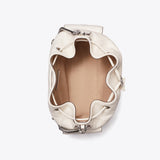 Tory Burch Charlie Quilted Drawstring Shoulder Bag In White