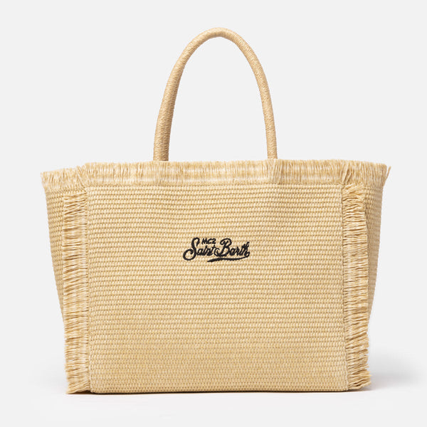 MC2 SAINT BARTH BEIGE STRAW EFFECT VANITY TOTE BAG