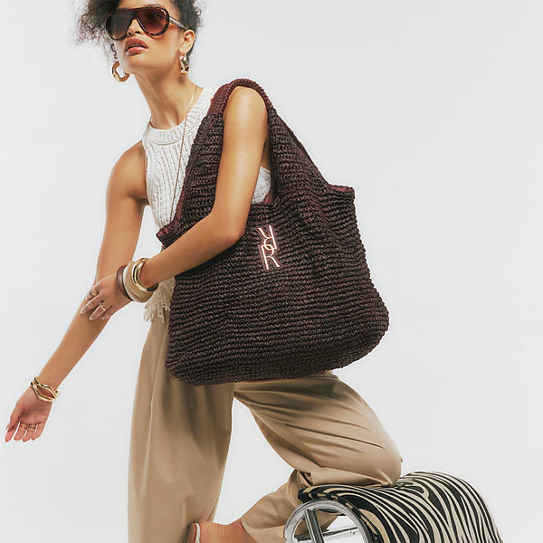 River island Brown Raffia Shopper Bag