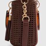 River Island Brown Woven Mini Tote Bag